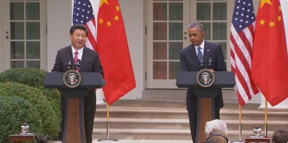The two presidents take questions from the U.S. and Chinese media on Sept. 25.